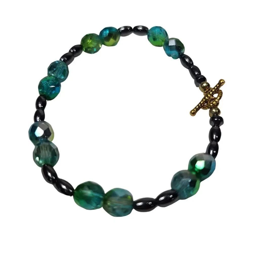 Handmade Stone bracelet, swarovski crystal 